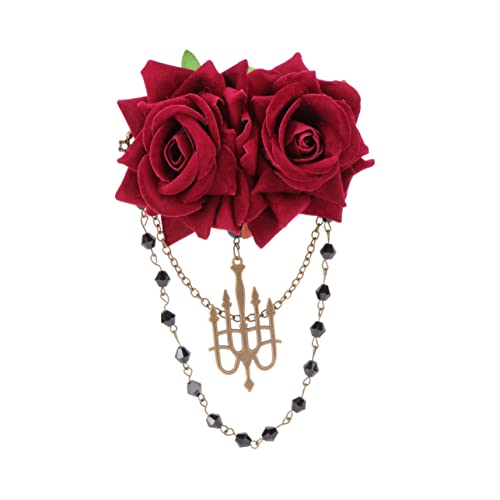 BIUDECO Dunkle Haarklammer Mit Fransen Gotische Brosche Für Hochzeiten Und Besondere Anlässe Eleganter Haarschmuck Für Damen Vintage Stil Rote Kunstblume BIUDECO Dunkle Haarklammer Mit Fransen Gotische Brosche Für Hochzeiten Und Besondere Anlässe Eleganter Haarschmuck Für Damen Vintage Stil Rote Kunstblume von BIUDECO