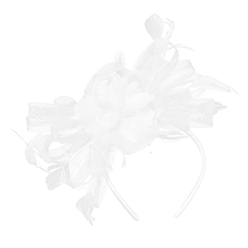 BIUDECO Eleganter Braut Haarschmuck Weißer Netz Hut Haarklammer Für Hochzeit Party Festliche Frisuren Damen Zubehör von BIUDECO