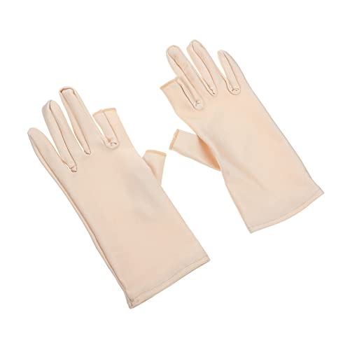 BIUDECO Fingerlose Dünne Damen Maniküre Handschuhe mit UV Schutz Atmungsaktiv Waschbar für Autofahren und Outdoor Hautfarbene Beauty Schutz Handschuhe von BIUDECO