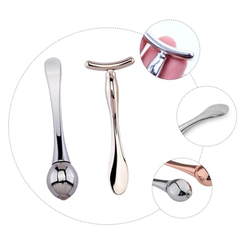 BIUDECO Förmiges Doppel End Gesichtsmaske Löffel aus Langlebigem Zinklegierungs Material für Massage und Hautpflege Tragbar Glatte Oberfläche Geeignet für Augen und Gesichtsbehandlung von BIUDECO