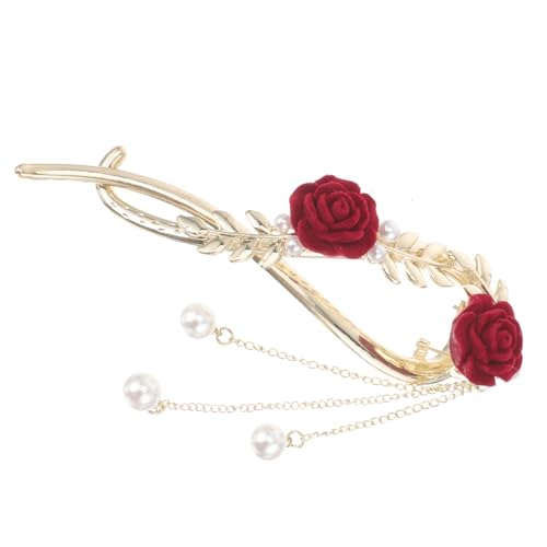 BIUDECO Haarspange mit Rosenmotiv exquisites Quasten-Perlen-Design für Damen-Dutt-Clip von BIUDECO