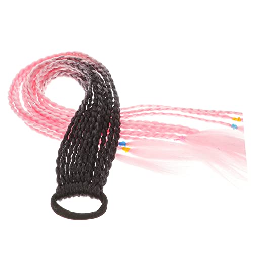 BIUDECO Geflochtener Ponytail Haarteil mit Elastischem Band Bunte Synthetische Haarverlängerung für Mädchen Rutschfeste Flexible Zopfverlängerung Modischer Haarschmuck für Alltag und von BIUDECO