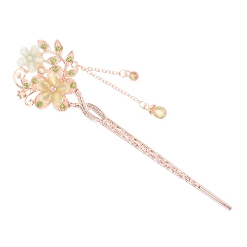 BIUDECO Grüner Klassischer Haarschmuck mit Quaste Chinesischer Blumen Haarstab Dekorativer Haarstab für Frauen Eleganter Ethno Haarschmuck Geeignet für Hanfu und Japanische Frisuren von BIUDECO
