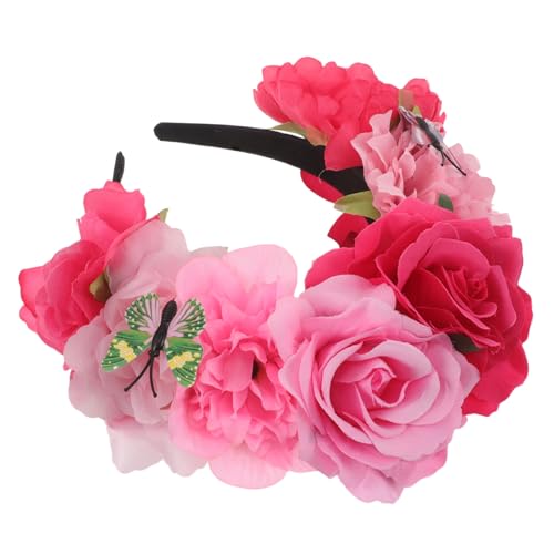 BIUDECO Halloween Haarreif mit Schmetterlingsblumen Mexikanischer Day Of The Dead Kopfschmuck Leichtes Party Accessoire für Kostümfeste und Kulturelle Feiern von BIUDECO