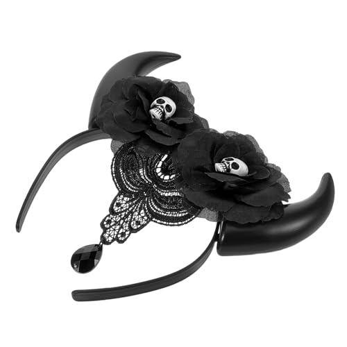 BIUDECO Halloween Stirnband Totenkopf Teufelshörner Haarreif Leicht Halloween Kostüm Zubehör für Damen Party Cosplay Makeup Events von BIUDECO