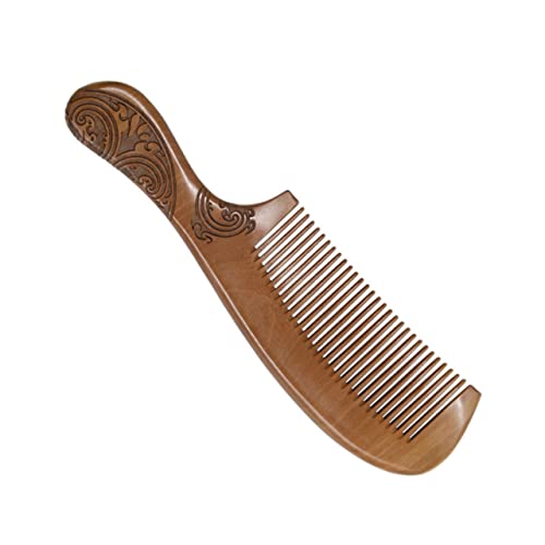 BIUDECO Handgriff Doppelseitiger Geschnitzter Holzkamm aus Pfirsichholz Leichter Tragbarer Kamm mit Glatter Oberfläche für Damen zum Entwirren und Styling von Lockigem Haar von BIUDECO