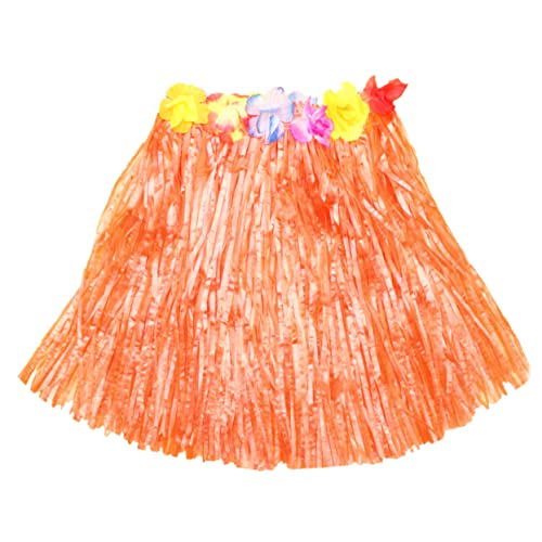 BIUDECO Hawaiianisches Rock-set Buntes Kostüm-set Mit Simulationsblumen-kopfschmuck Armbändern Und Hängenden Girlanden Party-kostüm-zubehör Für Junge Mädchen Orange von BIUDECO