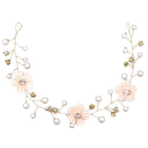 BIUDECO Hochzeit Haarschmuck Damen Perlen Haarkranz Braut Haarschmuck mit Weißen Blumen für Festliche Anlässe und Familienfeiern von BIUDECO