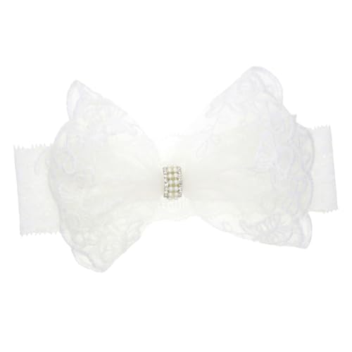 BIUDECO Junge Mädchen Haarband Weiß Spitzen Schleife Neugeborene Kopfbedeckung Elastisch Für Mädchen Fotorequisiten von BIUDECO