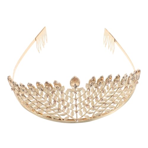 BIUDECO Kristallkronen Braut Tiara mit Funkelnden Strasssteinen Leichter Metall Haarreif Champagnergold Kopfkrone für Hochzeitsfeier Brautschmuck Königliches Design von BIUDECO