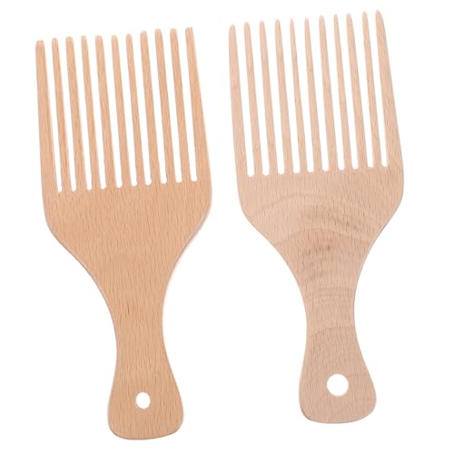 BIUDECO Langzahn Kamm aus Holz Antistatisch Entwirrt Schonend Ergonomisch Gebogen Leicht und Kompakt für Männer und Frauen für Lockiges Haar Haarstyling und Salongebrauch von BIUDECO