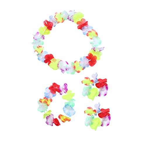 BIUDECO Luau-party-zubehörset Für Jungen Und Mädchen Rock-set Blumen-stirnband Armbänder Halskette Grün von BIUDECO