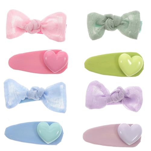 BIUDECO 8stücke Teiliges Niedliche Haarspangen Für Mädchen Bunte Haarclips Herz Und Schleifenform Für Alltag Und Besondere Anlässe Farben Zufällig von BIUDECO