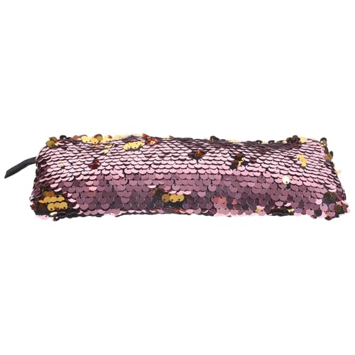 BIUDECO Make Up Tasche Damen Tragbare Pailletten Kosmetiktasche mit Großer Kapazität Eleganter Organizer für Reisen Langlebiges Polyester für Schminkutensilien Hellrosa von BIUDECO