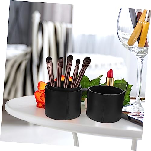BIUDECO Makeup Pinselhalter mit Deckel Tragbarer Kosmetik Organizer Becher Staubdichte Aufbewahrungsbox für Schminkpinsel Moderner Makeup Brush Travel Case Schwarz Großer Behälter von BIUDECO