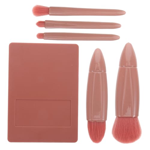 BIUDECO 1satz Miniatur Make-up Pinsel Mit Spiegel Und Aufbewahrungstasche Tragbares Teiliges Reise-set Für Frauen Inklusive Puder Foundation Und Lidschattenpinsel Kaffeefarben von BIUDECO