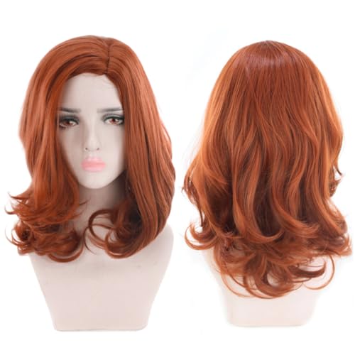 BIUDECO Mittelbraune Lockige Cosplay Perücke mit Großen Wellen Mittellang Hitzebeständig Atmungsaktiv Verfilzungsfrei Geeignet für Mädchen und Kostümpartys von BIUDECO