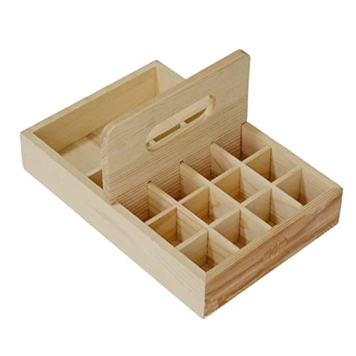 BIUDECO Multifunktionale Holzbox mit Fächern Tragbare Handliche Aufbewahrungskiste für Ätherische Öle und Kleine Fläschchen Praktischer Organizer mit Tragegriff von BIUDECO