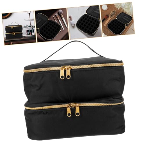 BIUDECO Nagellack Aufbewahrungstasche Doppellagig Tragbarer Nagellack Organizer aus Robustem Nylon Schwamm und Metall Schützt Flaschen für Unterwegs und Reise von BIUDECO