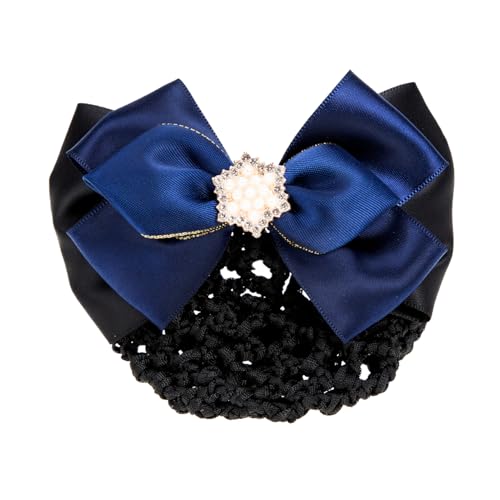 BIUDECO Perlenbesetztes Haarnetz mit Schleife Satin Dutt Haarnetz für Damen Eleganter Haarklammer Dutt Abdeckung Robust und Bequem für Büro Schule und Festliche Anlässe von BIUDECO