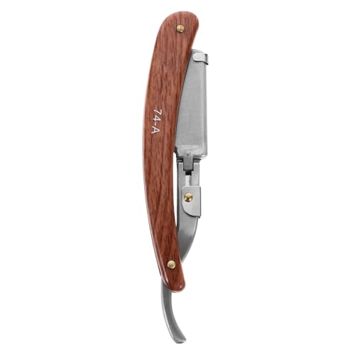 BIUDECO Plastik Holzmaserung Rasiermesser Herren Ergonomischer Faltbarer Barber Straight Razor aus und Rostfrei Kompakt Tragbar für Friseure und Reisen von BIUDECO