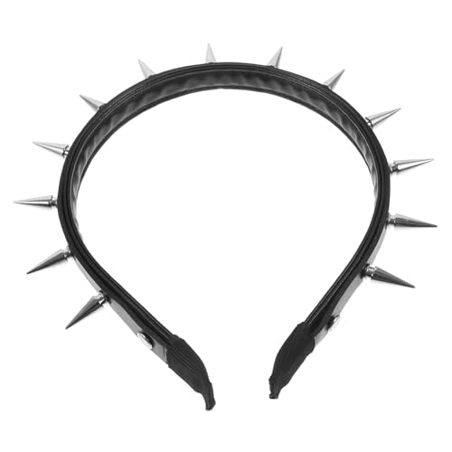 BIUDECO Punk Gothic Nieten Stirnband Damen Spitzes Haarreif mit Metallnieten Schwarzes Kopfband für Party und Festival Modisches Haarschmuck Accessoire Robust und Auffällig von BIUDECO