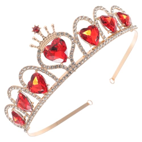 BIUDECO Retro Kristallkrone Haarschmuck Hochzeit Rot Herzform Bridal Tiara Glänzendes Braut Kopfschmuck Accessoire für Hochzeit Kostümparty Bequem und Elegant von BIUDECO