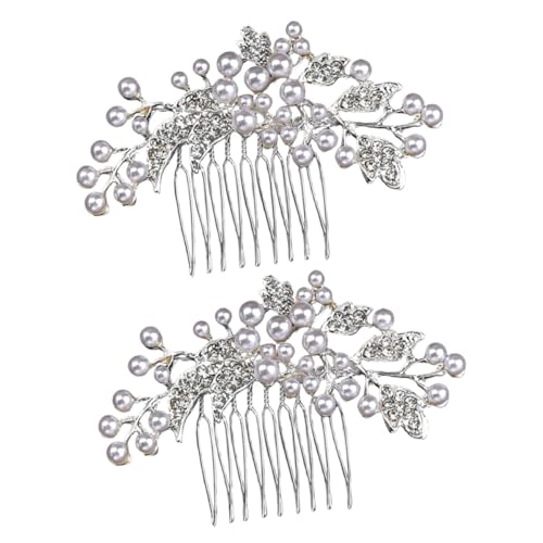 BIUDECO 2stücke Perlen-haarreif Dekorative Haarspange Aus Metall Für Hochzeiten Braut-haaraccessoires Für Frauen Eleganter Haarschmuck Für Besondere Anlässe von BIUDECO