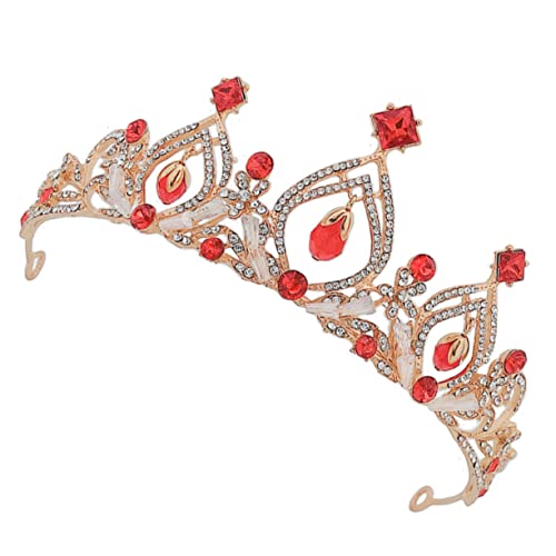BIUDECO Rote Brautkrone Tiara Haarschmuck Damen Hochzeitsdekor Schmuck für Hochzeit Verlobung Party Leicht Langlebig von BIUDECO