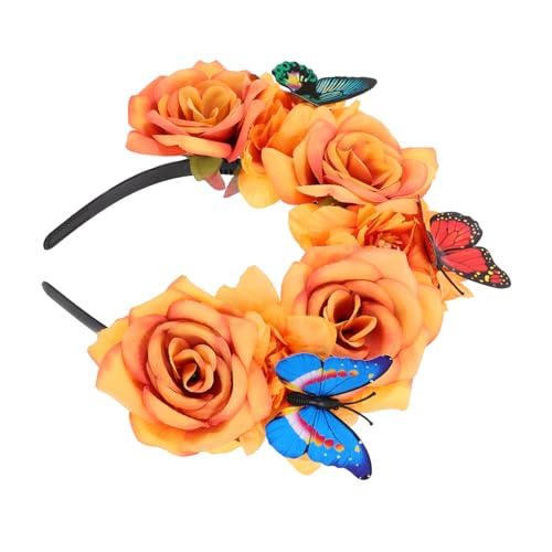 BIUDECO Blumenstirnband mit Schmetterling Verstellbar für Damen für Hochzeiten und Partys Haarschmuck von BIUDECO