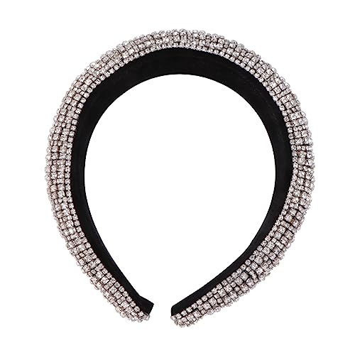 BIUDECO Silbernes Barock Haarband Damen Glänzender Haarschmuck Breit Strass Haarreif Party Accessoire Langlebig und Auffällig für Festliche Anlässe von BIUDECO