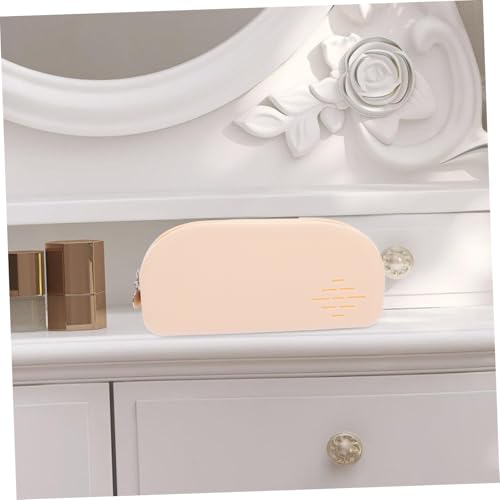 BIUDECO Silikon Makeup Pouch Großes Fassungsvermögen Tragbare Kosmetiktasche Reise Make Up Pinsel Organizer Flexibel Strapazierfähig Beige von BIUDECO