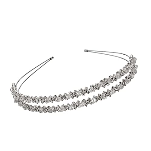 BIUDECO Glänzende Kristallstirnbänder Doppellagiges Stirnband Für Damen Und Mädchen Stirnband Aus Silbernem Metall Haarband Aus Metall Strass-stirnband Fräulein Koreanische Version von BIUDECO