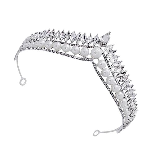 BIUDECO Strass Perlen Hochzeit Haarband Krone Haarschmuck Braut Tiara Damen Prinzessin Accessoire Elegant für Party Geburtstag Brautkleid von BIUDECO