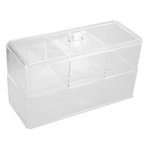 BIUDECO Transparenter Baumwollpad Organizer mit Deckel Staubgeschützter Kosmetik und Markerhalter Lagige Aufbewahrungsbox mit Fächern für Schminkpinsel und Wattepads Kompakte von BIUDECO