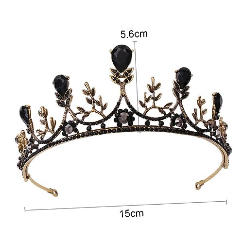 BIUDECO Vintage Braut Krone Haarschmuck Barock Tiara Strass Hochzeit Show Accessoire Damen Gold Schwarz von BIUDECO