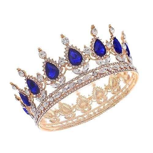 BIUDECO Vintage Braut Tiara mit Blauen Strasssteinen Eleganter Haarschmuck für Hochzeiten Geburtstage und Festliche Anlässe Allergikerfreundliche Stilvolle Krone für Damen und Mädchen von BIUDECO
