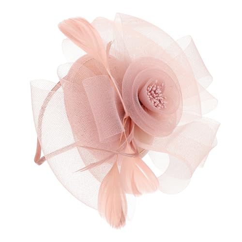 BIUDECO Vintage Fascinator Haarreif Damen Braut Haarschmuck mit Netzschleier Stirnband für Tea Party Cocktail und Festliche Anlässe Bequem und Auffällig Orchideenfarben von BIUDECO