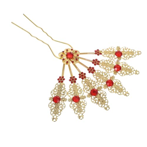 BIUDECO Vintage Haarnadel Goldfarbene Haarschmuck mit Strasssteinen Leichtes Asiatisches Haaraccessoire für Frauen Retro Haarklammer für Hochzeit Alltag und Reise von BIUDECO
