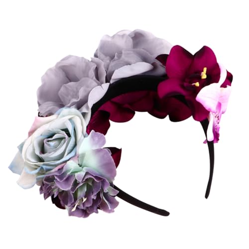 BIUDECO Vintage Halloween Haarschmuck Stoff Rosenblüte Haarkranz Party Kopfschmuck Damen Frauen für Kostüm Cosplay Karneval und Festliche Anlässe von BIUDECO
