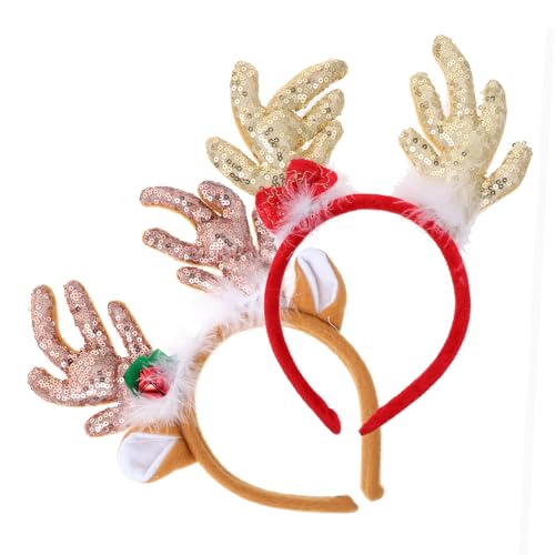 BIUDECO 2stücke Weihnachts-haarband Mit Rentierohren Und -akzenten Festlicher Haarschmuck Für Mädchen Für Weihnachtsfeiern Und Festtags-events von BIUDECO