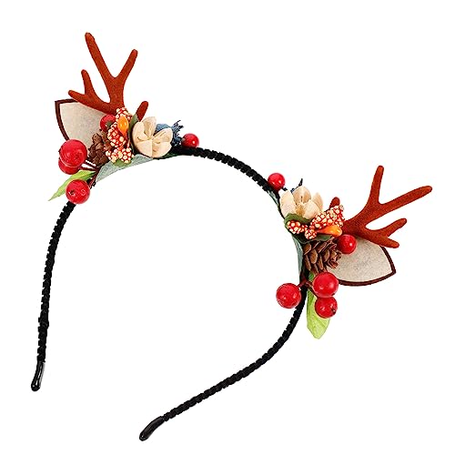 BIUDECO Weihnachtliches Rentier Geweih Haarreif Mit Kunsttannenzapfen Und Beeren Charmante Antler Haaraccessoires Für Festliche Anlässe Und Fotoshootings von BIUDECO
