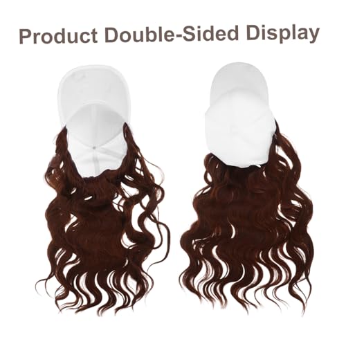 BIUDECO Weißer Baseballhut mit Natürlicher Langer Lockiger Perücke Leichte Synthetische Haaroptik Stilvolle Damen Mütze mit Voluminösen Locken für Outdoor und Alltag von BIUDECO