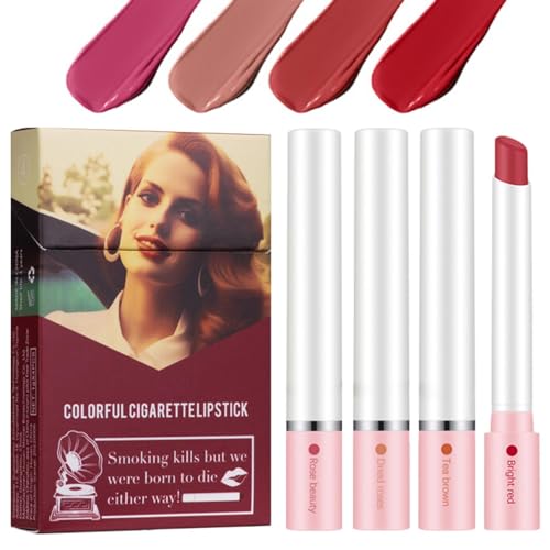 Lana Dels Rey Lipstick, 4 Colors Matter Lippenstift Lipgloss, Lippenstift, Box-Lippenstift-Set, Hochpigmentierter Samt, Langanhaltende Lippenstift Für Frauen von BIUDUI