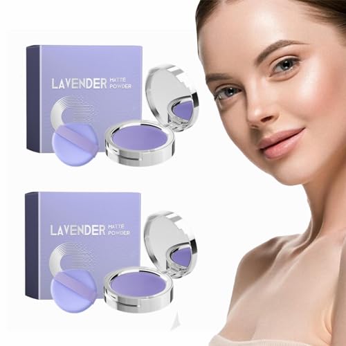 Lavendel Matte Puder, Lavendel Matte Powder, Lavender Matte Oil Control Face Pressed Powder, Powder Puff, Improves Skin Tone And Microes Pearlescent, Creating Soft Makeup von BIUDUI