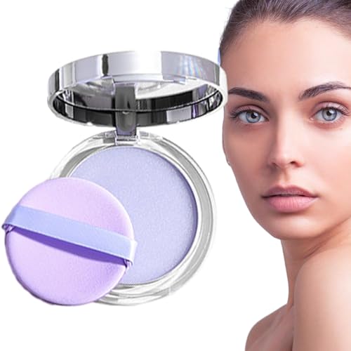 Lavendel Matte Puder, Lavendel Matte Powder, Lavender Matte Oil Control Face Pressed Powder, Powder Puff, Improves Skin Tone And Microes Pearlescent, Creating Soft Makeup von BIUDUI