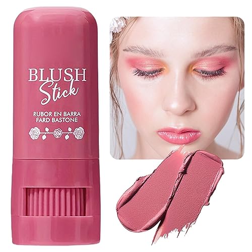 Make-up-Rouge-Stick - Aufbaubares Creme-Rouge Multi Stick,Langlebiger, schimmernder Gesichts-Rougestift, leichtes Finishing-Make-up für Lippenstift-Lidschatten Biudui von BIUDUI