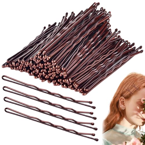 100 Stück Braun Haarnadeln, Wellenform Haarklammern für Mädchen Haarnadel Unsichtbarer Wellen-Haargriff Haarspange von BIVBWQU
