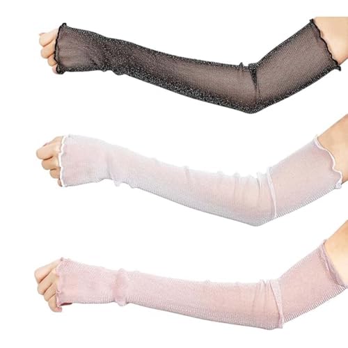 3 Paar Armstulpen Damen Armstulpen für Damen Spitze Kühlung Arm Ärmel Lange Ultradünne Fingerlose Ellbogen Armstulpen Kühles Netz Tül für Party Outdoor Sportaktivitäten von BIVBWQU