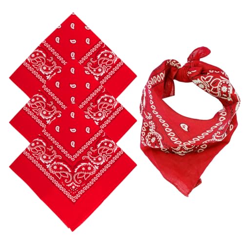 3 Stück Bandana Kopftuch Halstuch, Haar Bandana Bandana Stirnband Hals Handgelenk Kopf Krawatte Rot von BIVBWQU